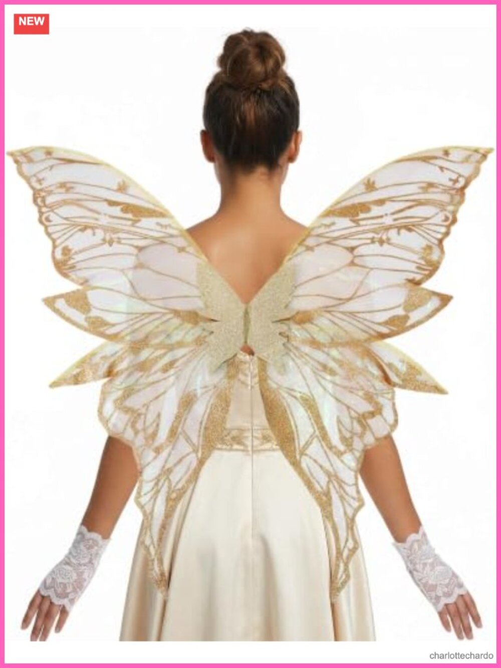 Organza Fairy Wings Lace Gloves Butterfly Cosplay Costume